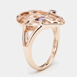 Pre Owned Bvlgari Serpenti Amethyst 18k Rose Gold Ring Size 55