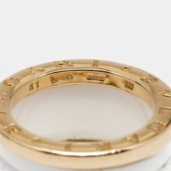 Bvlgari B.Zero1 4-Band Ceramic 18k Rose Gold Ring Size 51