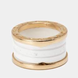 Bvlgari B.Zero1 4-Band Ceramic 18k Rose Gold Ring Size 51