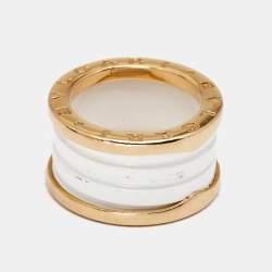 Bvlgari B.Zero1 4-Band Ceramic 18k Rose Gold Ring Size 51
