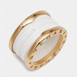 Bvlgari B.Zero1 4-Band Ceramic 18k Rose Gold Ring Size 51