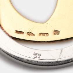 Pre Owned Bvlgari Tondo Heart 18k Yellow Gold & Stainless Steel Pendant Leather Cord Necklace