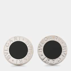Pre Owned Bvlgari Bvlgari Onyx 18k White Gold Stud Earrings