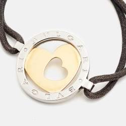 مملوكة مسبقًا Bvlgari Tondo Cuore 18k Yellow Gold and Steel Cord Bracelet
