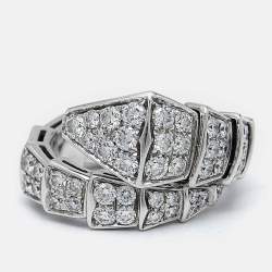Bvlgari Serpenti Viper Diamonds 18k White Gold Ring Size 48 