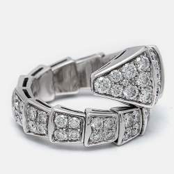 Bvlgari Serpenti Viper Diamonds 18k White Gold Ring Size 48 