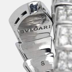 Bvlgari Serpenti Viper Diamonds 18k White Gold Ring Size 48 
