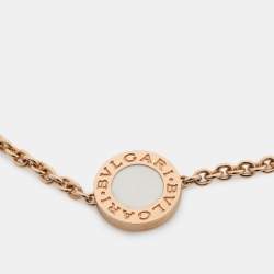 Pre Owned Bvlgari Multi Gemstone Inlay 18K Rose Gold Station Bracelet SM