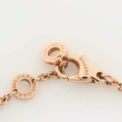 Pre Owned Bvlgari Multi Gemstone Inlay 18K Rose Gold Station Bracelet SM