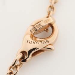 Pre Owned Bvlgari Multi Gemstone Inlay 18K Rose Gold Station Bracelet SM