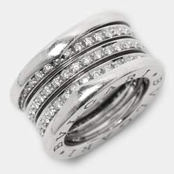 Bvlgari B.Zero1 Diamond 18k White Gold Band Ring Size 48