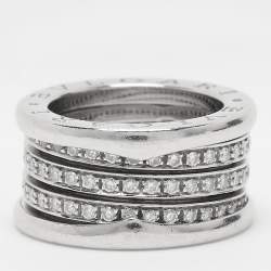 Bvlgari B.Zero1 Diamond 18k White Gold Band Ring Size 48