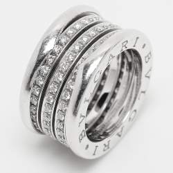Bvlgari B.Zero1 Diamond 18k White Gold Band Ring Size 48