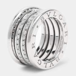 Bvlgari B.Zero1 Diamond 18k White Gold Band Ring Size 48