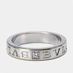 Pre Owned Bvlgari Bvlgari Bvlgari 18K White Gold Diamond Ring Size 54