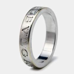 Pre Owned Bvlgari Bvlgari Bvlgari 18K White Gold Diamond Ring Size 54
