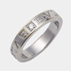 Pre Owned Bvlgari Bvlgari Bvlgari 18K White Gold Diamond Ring Size 54