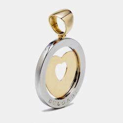 Bvlgari Tondo Heart 18k Yellow Gold Stainless Steel Pendant 