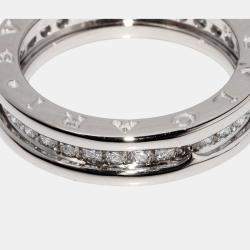 Pre Owned Bvlgari 18K White Gold and Diamond B.zero1 Band Ring EU 51