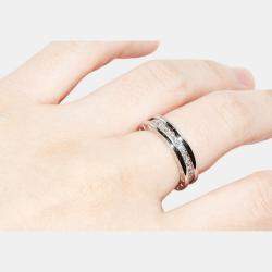 Pre Owned Bvlgari 18K White Gold and Diamond B.zero1 Band Ring EU 51