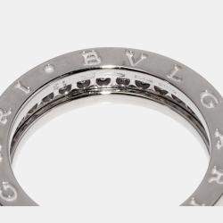 Pre Owned Bvlgari 18K White Gold and Diamond B.zero1 Band Ring EU 51