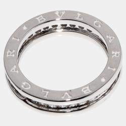 Pre Owned Bvlgari 18K White Gold and Diamond B.zero1 Band Ring EU 51
