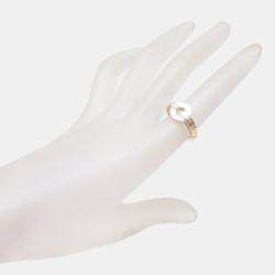 Bvlgari 18K Pink Gold and Diamond Openwork Ring EU 51
