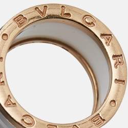 Bvlgari B.Zero1 4-Band White Ceramic 18k Rose Gold Ring Size 50