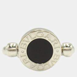 Bvlgari 18K White Gold and Diamond Flip Band Ring EU 51