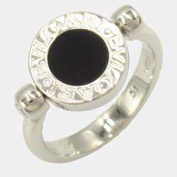 Bvlgari 18K White Gold and Diamond Flip Band Ring EU 51