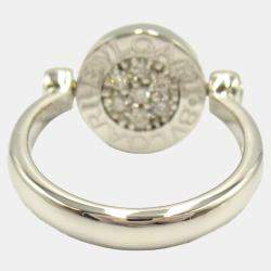 Bvlgari 18K White Gold and Diamond Flip Band Ring EU 51