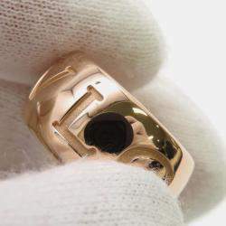 Bvlgari 18K Pink Gold Monologo Ring Size 50/#10