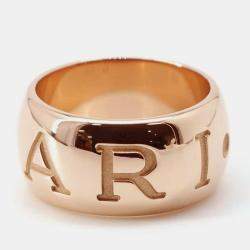 Bvlgari 18K Pink Gold Monologo Ring Size 50/#10