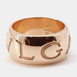 Bvlgari 18K Pink Gold Monologo Ring Size 50/#10