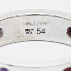 Pre Owned Bvlgari Roman Sorbets Multi Gemstones 18k White Gold Ring Size 54