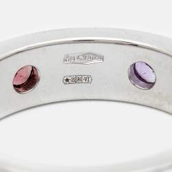 Pre Owned Bvlgari Roman Sorbets Multi Gemstones 18k White Gold Ring Size 54