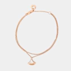 Pre Owned Bvlgari Divas’ Dream Mother of Pearl 18K Rose Gold Charm Bracelet SM