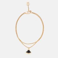 Pre Owned Bvlgari Divas' Dream Onyx 18k Rose Gold Bracelet M/L