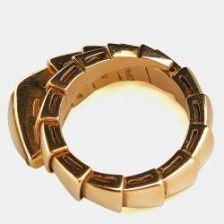 Bvlgari Serpenti Viper Mother of Pearl 18k Yellow Gold Ring Size 51