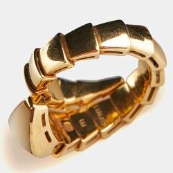 Bvlgari Serpenti Viper Mother of Pearl 18k Yellow Gold Ring Size 51
