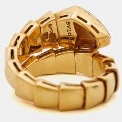 Bvlgari Serpenti Viper Mother of Pearl 18k Yellow Gold Ring Size 51