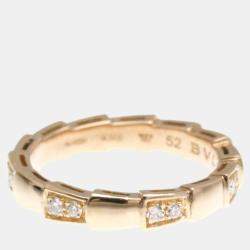 Bvlgari 18K Rose Gold and Diamond Serpenti Viper Band Ring EU 52