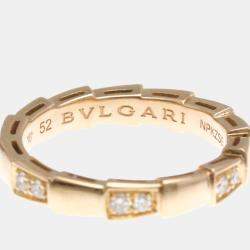 Bvlgari 18K Rose Gold and Diamond Serpenti Viper Band Ring EU 52