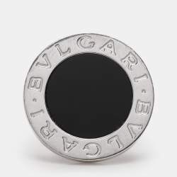 Bvlgari Onyx Inlay 18K White Gold Circular Ring Size 53