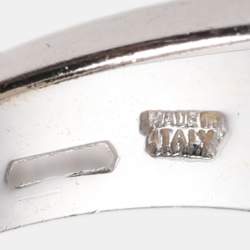 Bvlgari Onyx Inlay 18K White Gold Circular Ring Size 53