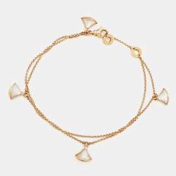 Pre Owned Bvlgari Divas' Dream Mother of Pearl 18k Rose Gold 4 Motif Bracelet
