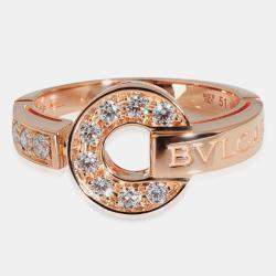 Bvlgari 18K Rose Gold and Diamond Bvlgari Bvlgari Band Ring EU 51