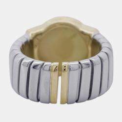 مملوكة مسبقًا Bvlgari 18K Yellow Gold and Stainless Steel Tubogas Band Ring EU 48