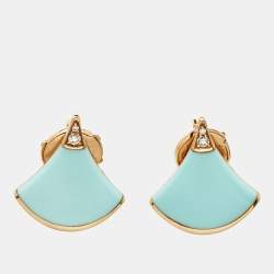 Pre Owned Bvlgari Divas' Dream Turquoise Diamond 18k Rose Gold Earrings