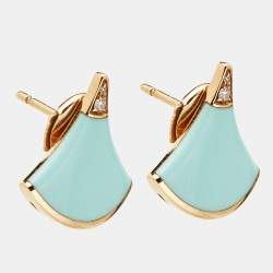Pre Owned Bvlgari Divas' Dream Turquoise Diamond 18k Rose Gold Earrings